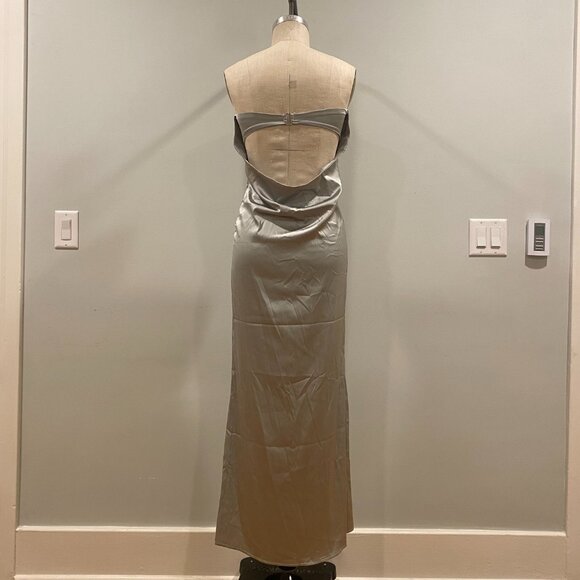 Amazon: Merokeety Women Summer Strapless Satin Tube Bodycon Backless Maxi Dress - Picture 2 of 2